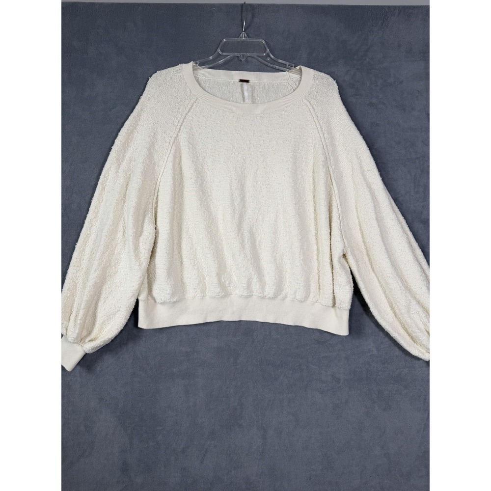 Free People Textured Oversized Found My Friend Sweater Cream Ivory Small